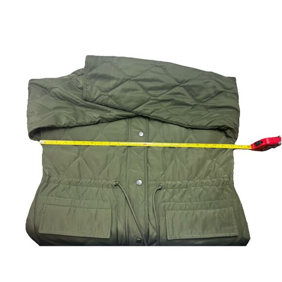 Womens L Sherpa Trim Jacket Cinched Waist Quilted Hunter Green Thread & Supply - Picture 5 of 6